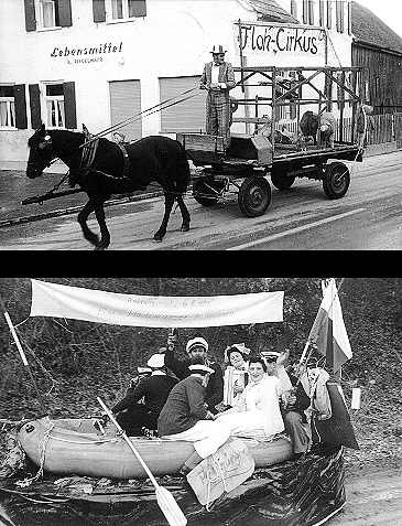 Faschingsumzug in Batzenhofen Ende der 50er Jahre.